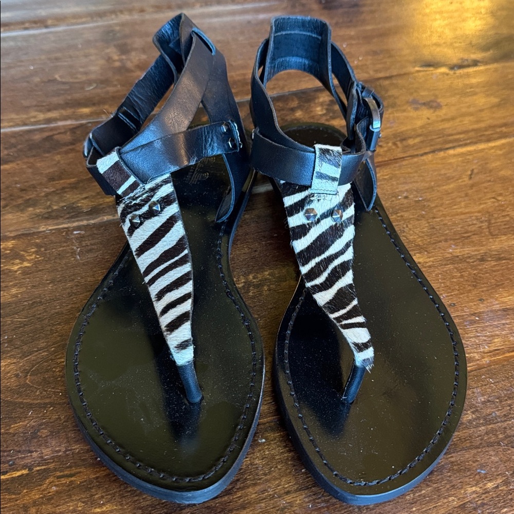 Black Zebra Print Sandals